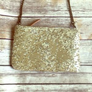 JCREW Gold Sequin Crossbody Bag
